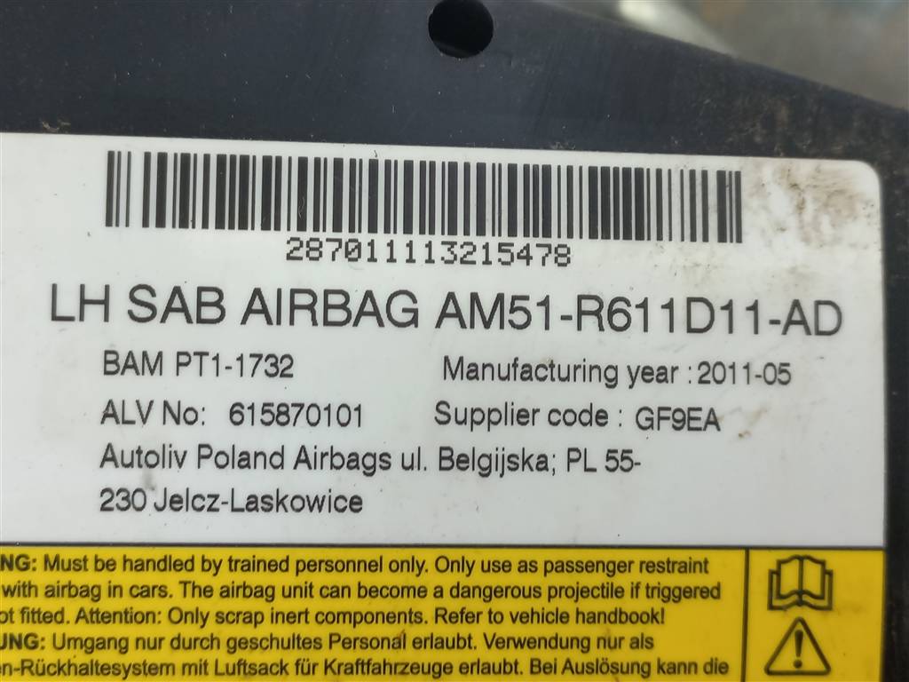 подушка безопасности боковая (сиденье) FORD Focus  AM51R611D11AD, 2130 рублей, Москва