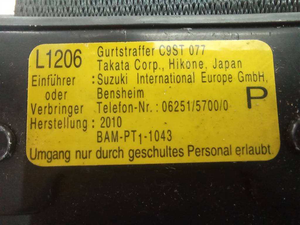 ремень безопасности SUZUKI Grand Vitara 2.4 AT (169 л.с.)Grand Vitara  II рестайлинг (2008—2012) Внедорожник 8490265J12BHE, 2700 рублей, Москва