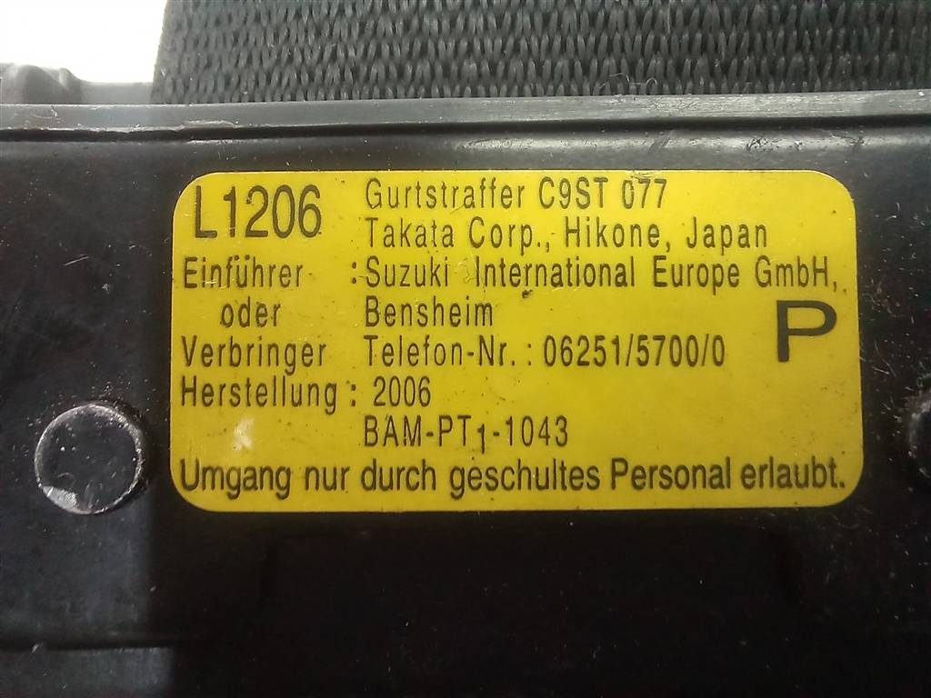 ремень безопасности SUZUKI Grand Vitara 2.0 4WD AT (140 л.с.)Grand Vitara  II (2005—2008) Внедорожник 8490265J12BHE, 2700 рублей, Москва