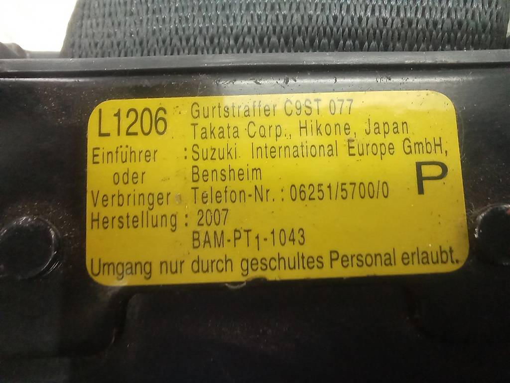 ремень безопасности SUZUKI Grand Vitara 1.6 4WD MT (106 л.с.)Grand Vitara  II (2005—2008) Внедорожник 8490265J12BHE, 2700 рублей, Москва