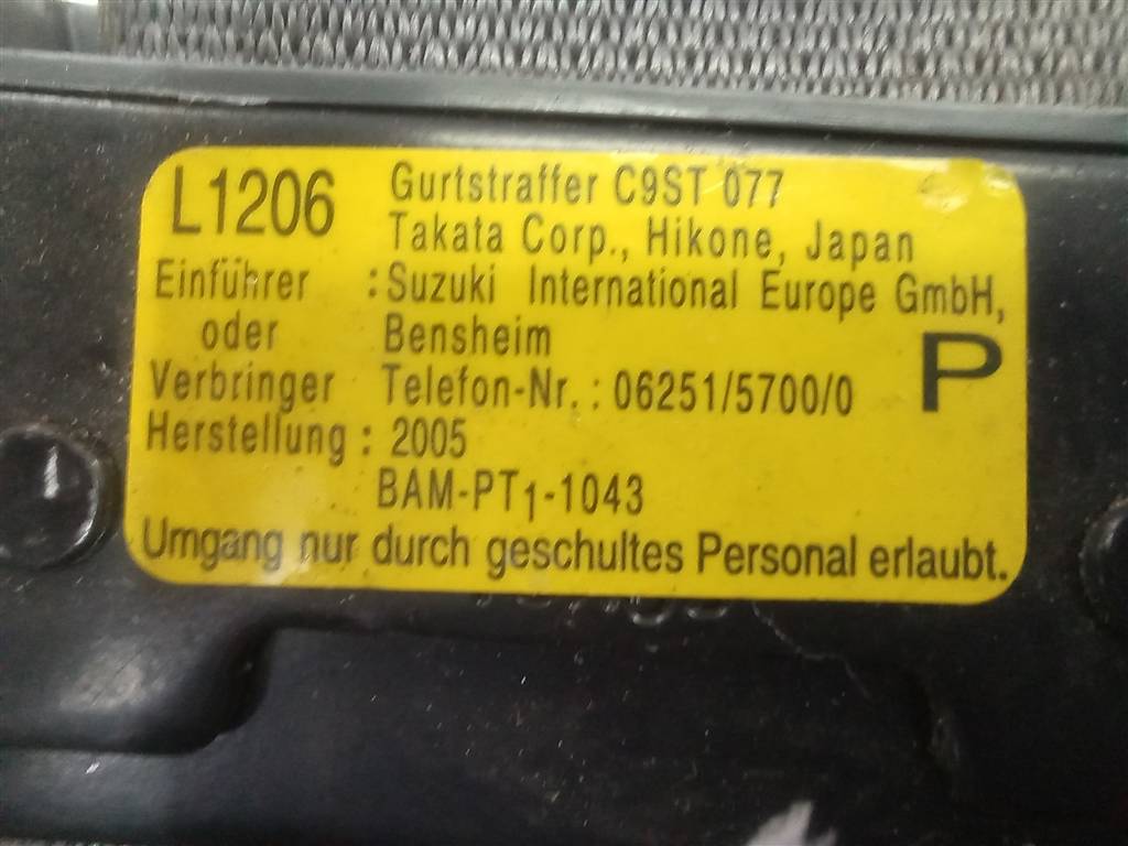 ремень безопасности SUZUKI LIANA 1.6 MT (106 л.с.)Liana  I рестайлинг (2004—2008) Универсал 8490155G21ED3, 2130 рублей, Москва