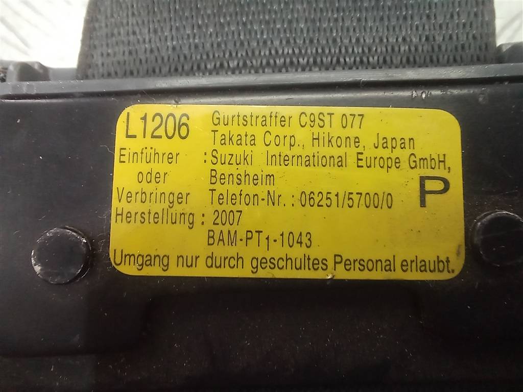 ремень безопасности SUZUKI Grand Vitara 1.6 4WD MT (106 л.с.)Grand Vitara  II (2005—2008) Внедорожник 8490165J12BHE, 2700 рублей, Москва