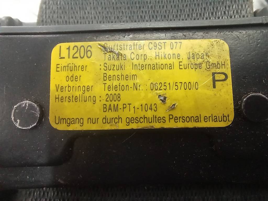 ремень безопасности SUZUKI Grand Vitara 2.0 4WD AT (140 л.с.)Grand Vitara  II (2005—2008) Внедорожник 8490165J12BHE, 2700 рублей, Москва