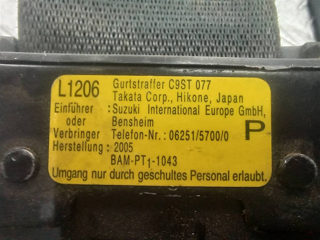 ремень безопасности SUZUKI Grand Vitara 2.0 4WD MT (140 л.с.)Grand Vitara  II (2005—2008) Внедорожник 8490165J12BHE, 2700 рублей, Москва