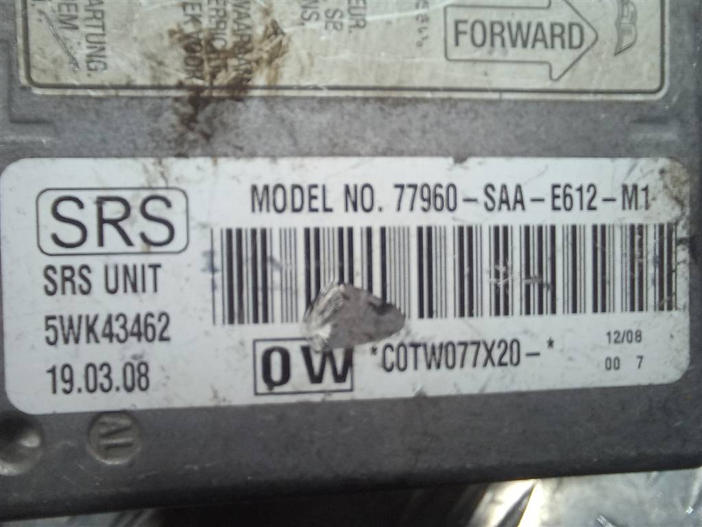 блок управления srs (air bag) HONDA JAZZ 1.2 MT (78 л.с.)Jazz  GD (2001—2005) Хетчбэк 77960SAAE612, 1550 рублей, Москва