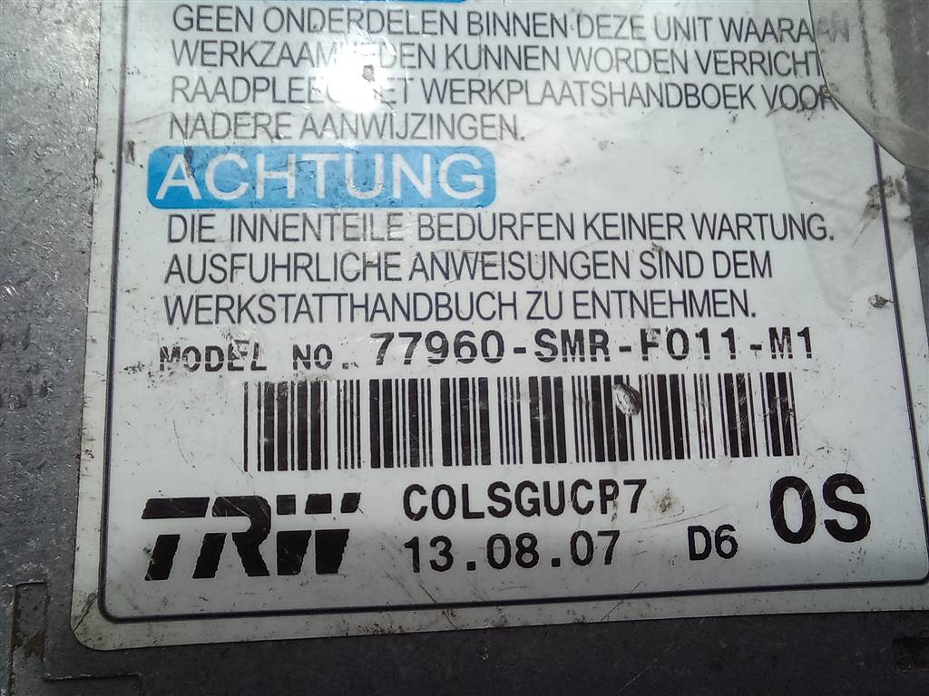 блок управления srs (air bag) HONDA Civic 1.8 MT (140 л.с.)Civic  VIII (2005—2009) Хетчбэк 77960SMRF01, 3279 рублей, Москва