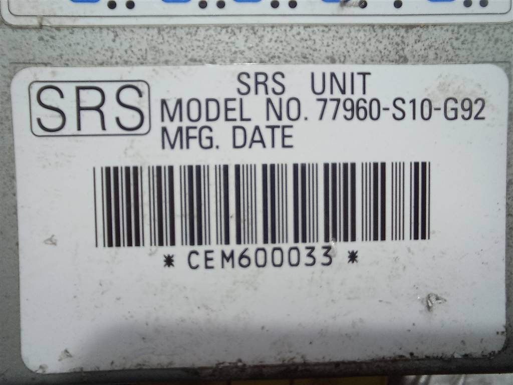 блок управления srs (air bag) HONDA CR-V CR-V  I рестайлинг (1998—2001) 77960S10G92, 630 рублей, Москва