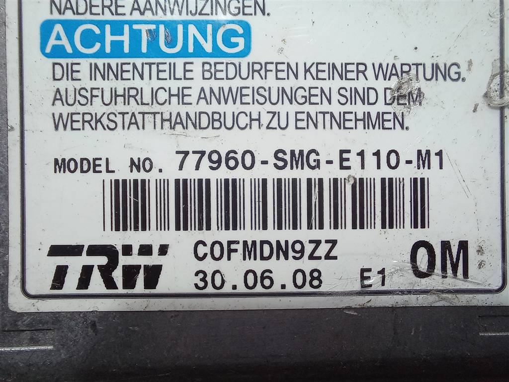блок управления srs (air bag) HONDA Civic  77960SMGE11, 980 рублей, Москва