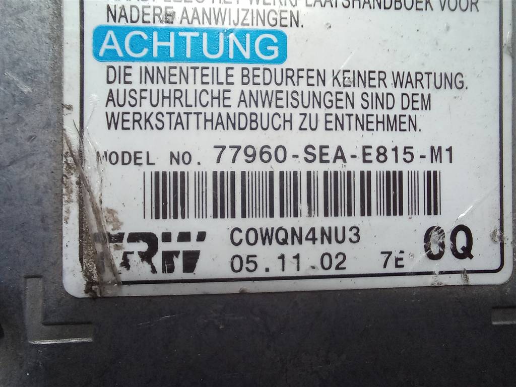 блок управления srs (air bag) HONDA Accord 2.4 AT (162 л.с.)Accord  VII (2002—2006) Седан 77960SEAE81, 1550 рублей, Москва