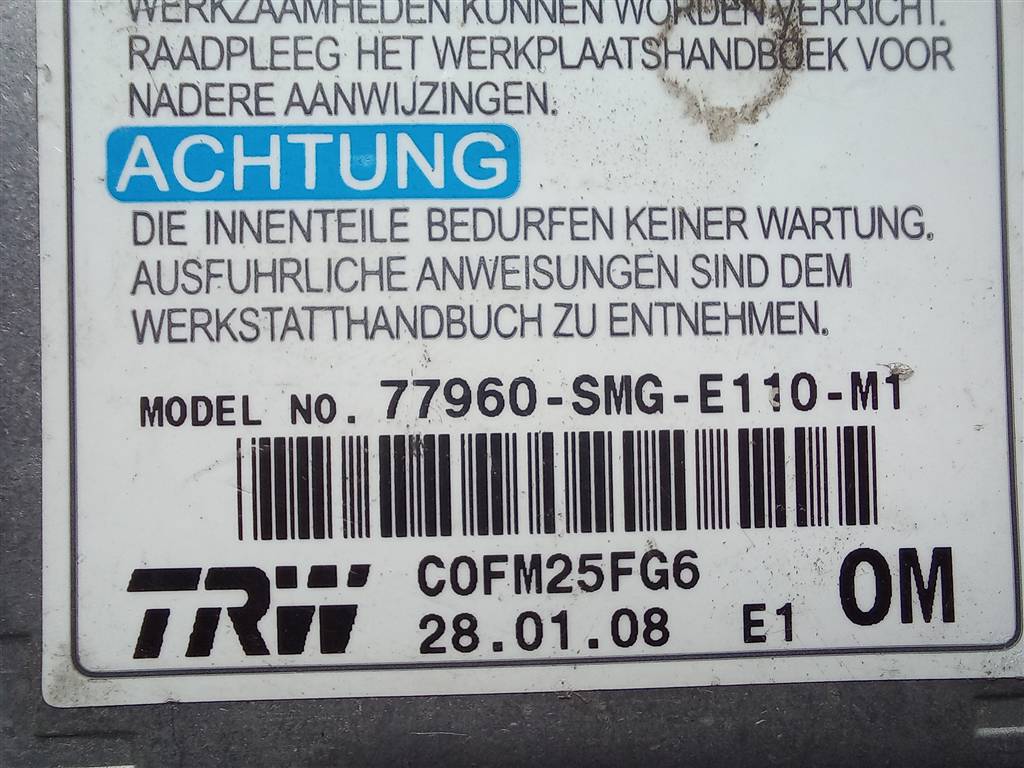 блок управления srs (air bag) HONDA Civic 1.8 MT (140 л.с.)Civic  VIII (2005—2009) Хетчбэк 77960SMGE11, 980 рублей, Москва