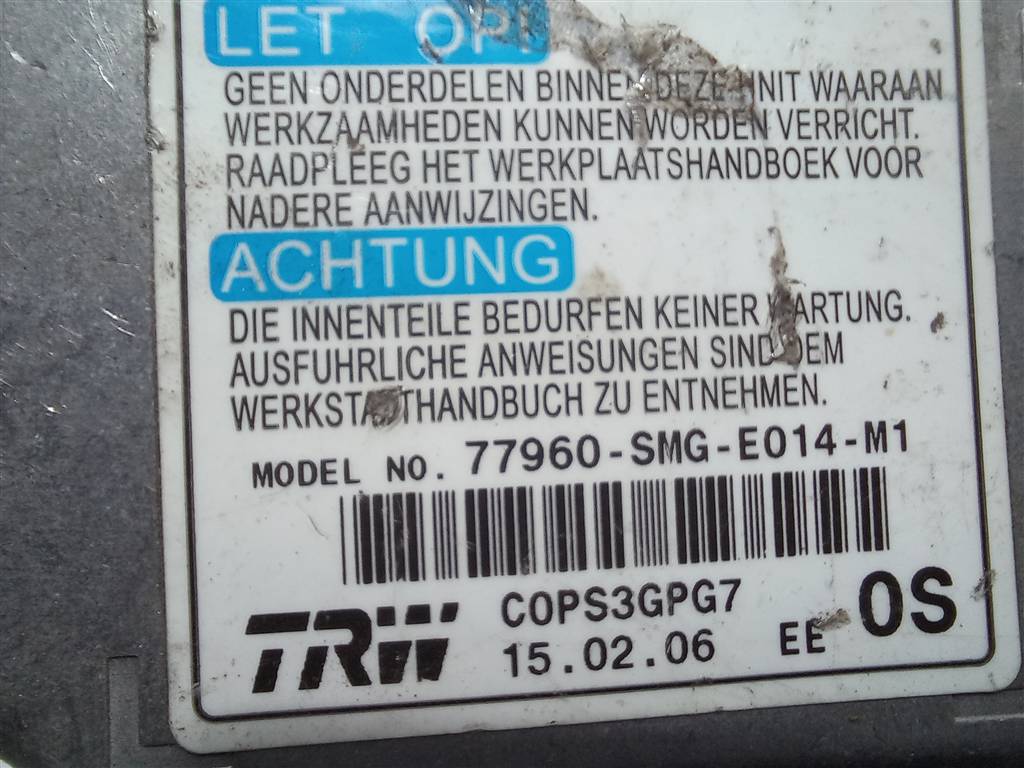 блок управления srs (air bag) HONDA Civic 1.8 MT (140 л.с.)Civic  VIII (2005—2009) Хетчбэк 77960SMGE01, 750 рублей, Москва