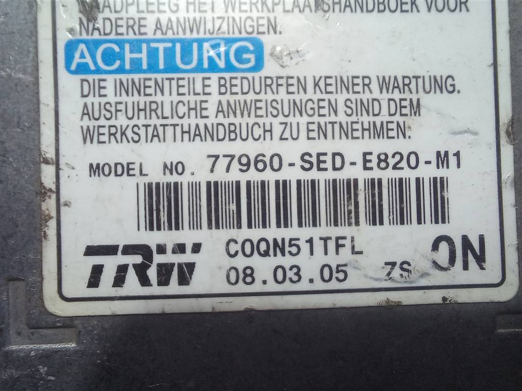 блок управления srs (air bag) HONDA Accord 2.4 AT (190 л.с.)Accord  VII (2002—2006) Седан 77960SEDE82, 3279 рублей, Москва