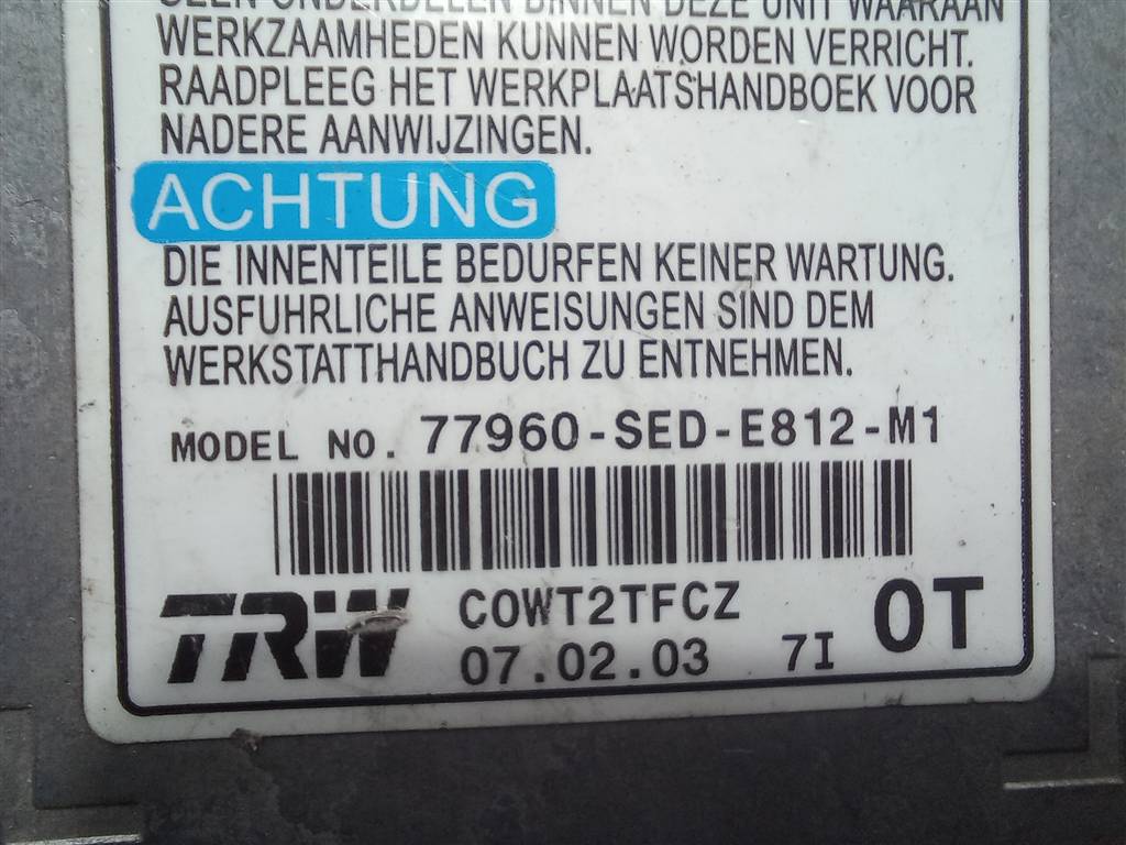 блок управления srs (air bag) HONDA Accord 2.0 MT (155 л.с.)Accord  VII (2002—2006) Седан 77960SEDE81, 1550 рублей, Москва