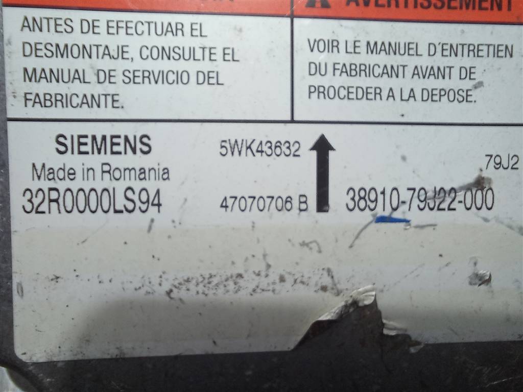 блок управления srs (air bag) SUZUKI SX4 1.6 MT (125 л.с.)Swift  III (2004—2011) Хетчбэк 3891079J22, 980 рублей, Москва