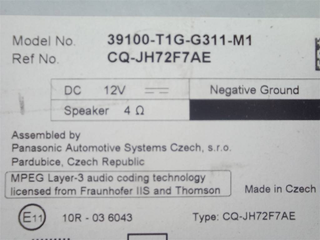 магнитола HONDA CR-V 2.0 AT (150 л.с.)CR-V  IV (2011—2015) Внедорожник 39100T1GG31, 3390 рублей, Москва