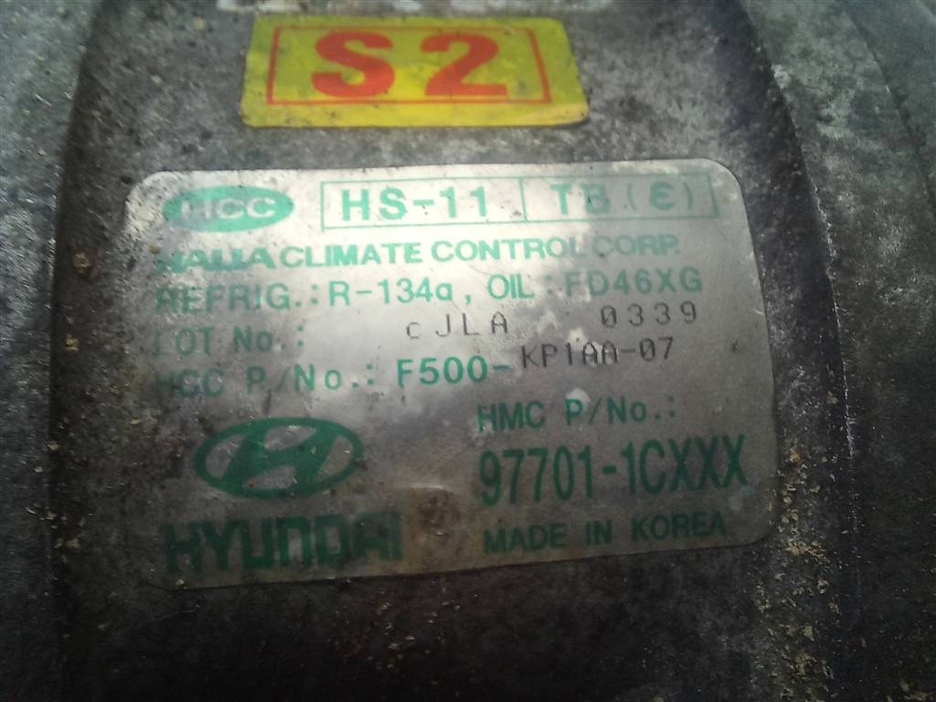 компрессор кондиционера Hyundai GETZ 1.3 AT (82 л.с.)Getz  I (2002—2005) Хетчбэк 977011C100, 6150 рублей, Москва