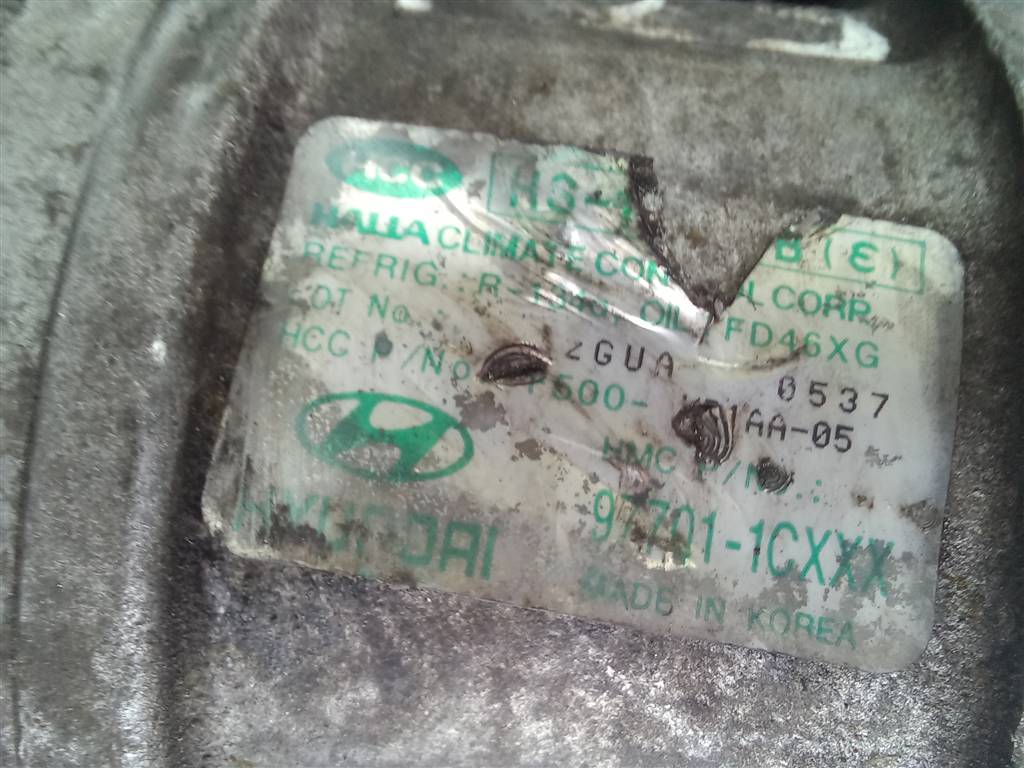 компрессор кондиционера Hyundai GETZ 1.1 MT (66 л.с.)Getz  I рестайлинг (2005—2011) Хетчбэк 977011C100, 6150 рублей, Москва