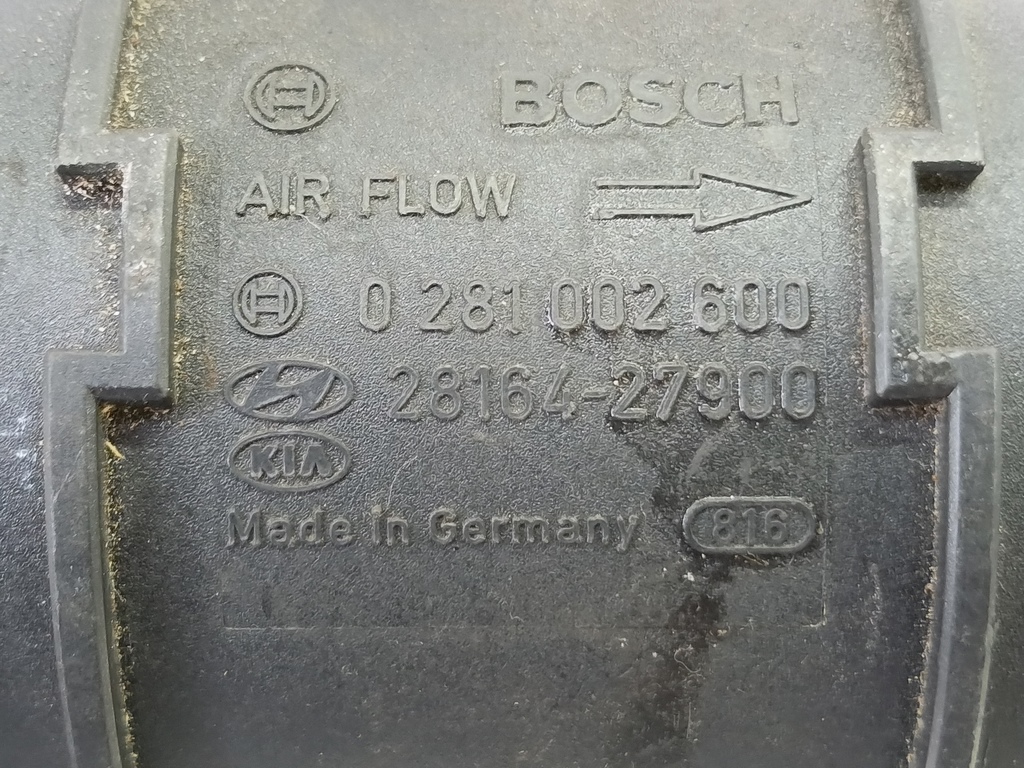 расходомер воздуха (дмрв) Hyundai TUCSON 2.0 CRDi AT (112 л.с.)Tucson  I (2004—2011) Внедорожник 2816427900, 4200 рублей, Москва