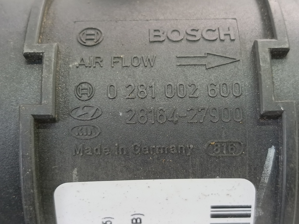 расходомер воздуха (дмрв) Hyundai TUCSON 2.0 CRDi AT (112 л.с.)Tucson  I (2004—2011) Внедорожник 2816427900, 4200 рублей, Москва