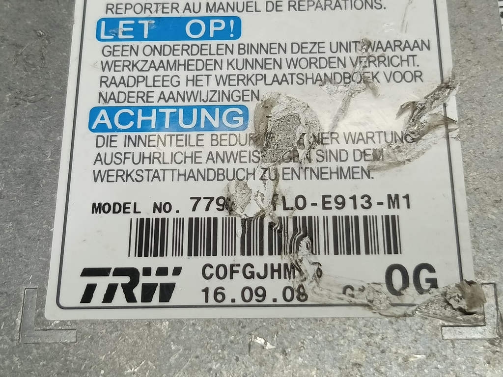 блок управления srs (air bag) HONDA Accord 2.4 AT (177 л.с.)Accord  VIII (2007—2011) Седан 77960TL0U91, 5580 рублей, Москва