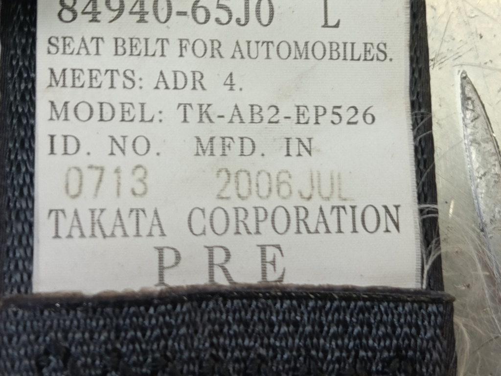 ремень безопасности SUZUKI Grand Vitara 2.0 4WD MT (140 л.с.)Grand Vitara  II (2005—2008) Внедорожник 8490265J02BHE, 2360 рублей, Москва