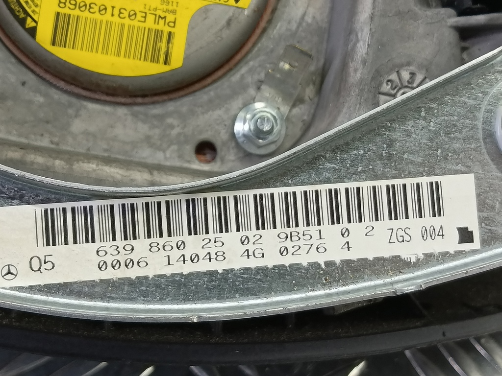 подушка безопасности водителя MERCEDES-BENZ Vito  A6398602502, 8450 рублей, Москва