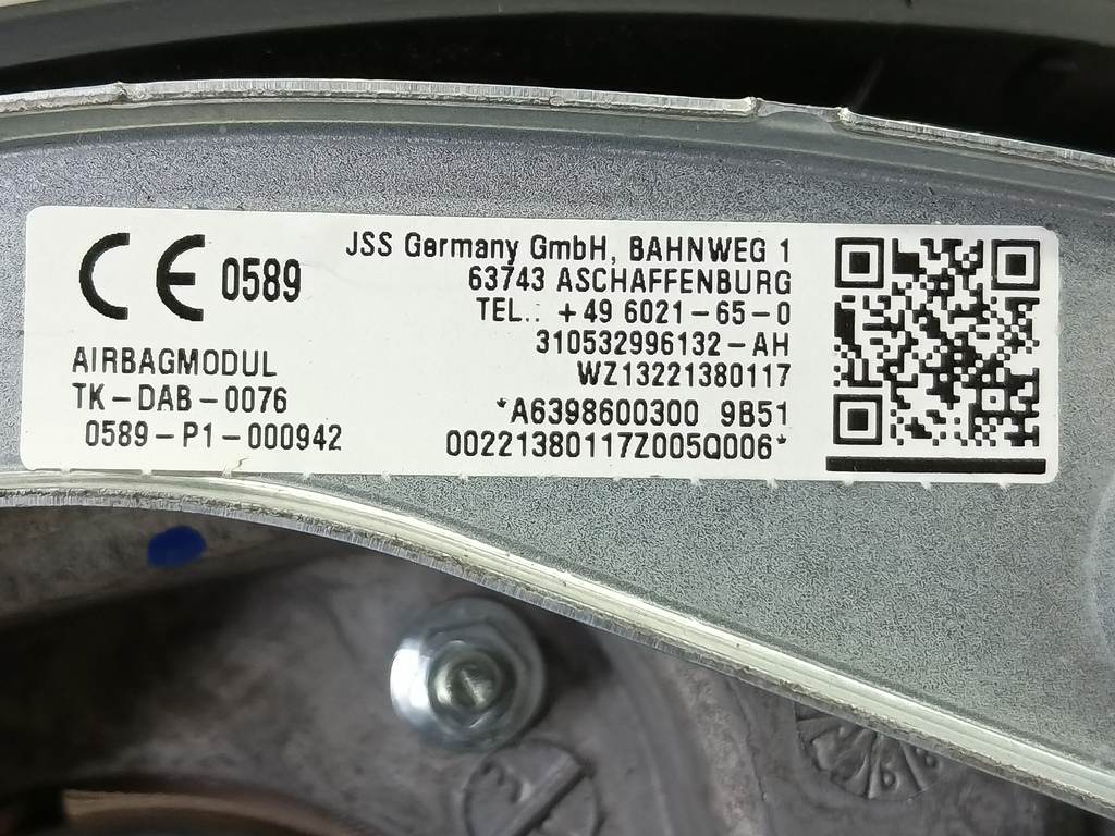 подушка безопасности водителя MERCEDES-BENZ Vito  A6398602502, 8450 рублей, Москва