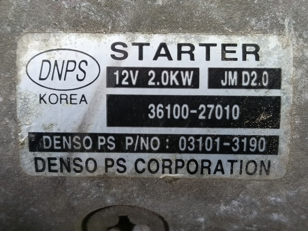 стартер Hyundai TUCSON 2.0 CRDi AT (112 л.с.)Tucson  I (2004—2011) Внедорожник 3610027010, 5690 рублей, Москва