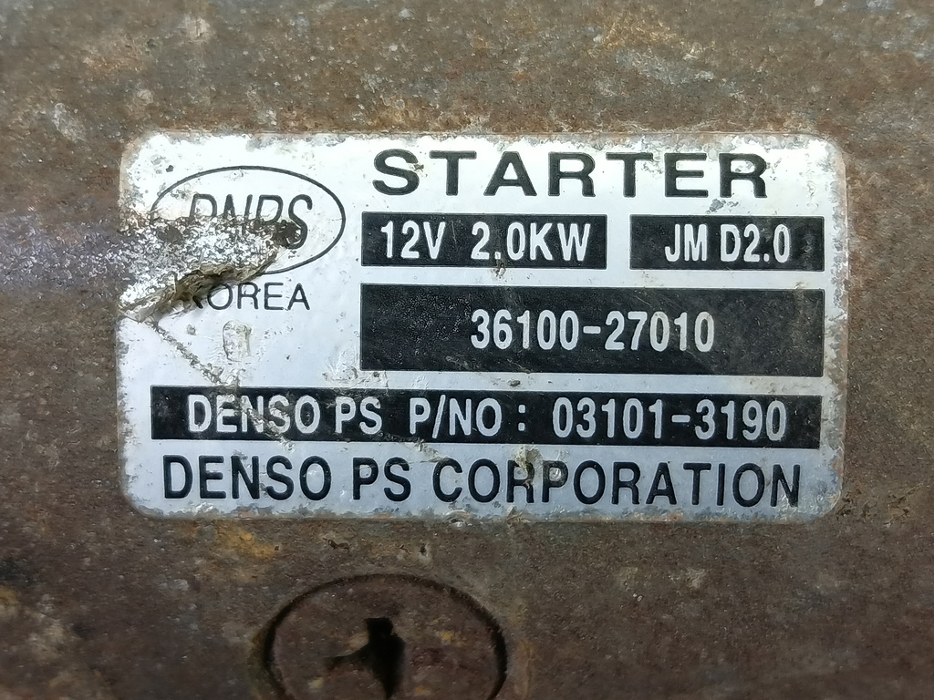 стартер Hyundai TUCSON 2.0 CRDi AT (112 л.с.)Tucson  I (2004—2011) Внедорожник 3610027010, 5690 рублей, Москва