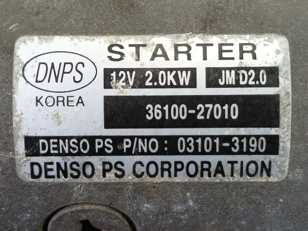 стартер Hyundai TUCSON 2.0 CRDi AT (112 л.с.)Tucson  I (2004—2011) Внедорожник 3610027010, 5690 рублей, Москва