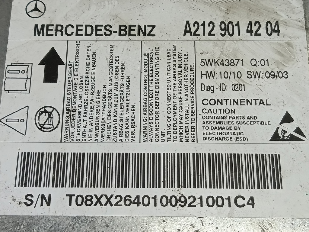 блок управления srs (air bag) MERCEDES-BENZ E-класс E 220d 2.1 5G-Tronic (170 л.с.)E-класс  W212/S212/C207/A207 (2009—2013) Седан A2129014204, 980 рублей, Москва