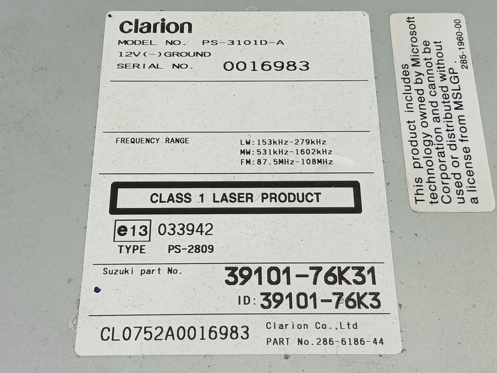 магнитола SUZUKI Grand Vitara 2.4 MT (169 л.с.)Grand Vitara  II рестайлинг (2008—2012) Внедорожник 3910176K31ZCA, 2590 рублей, Москва